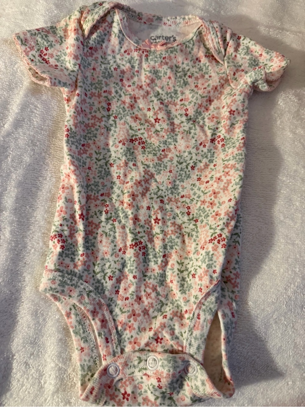 Carter's Pink and Green Floral Short-Sleeve Baby One-Piece